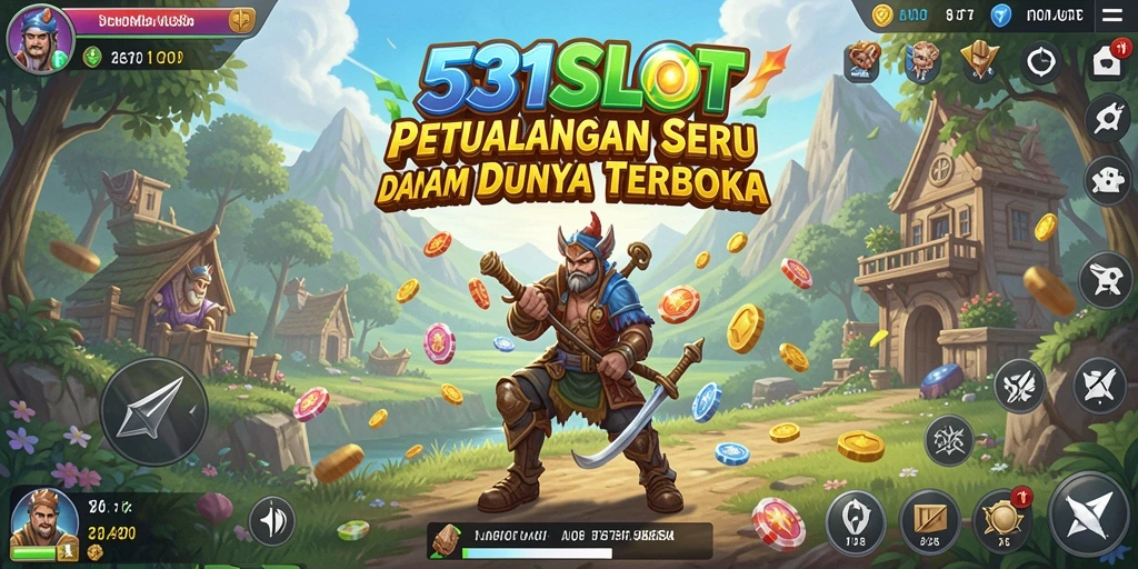 Screenshot gameplay <strong>531SLOT</strong> yang menampilkan eksplorasi dunia terbuka.