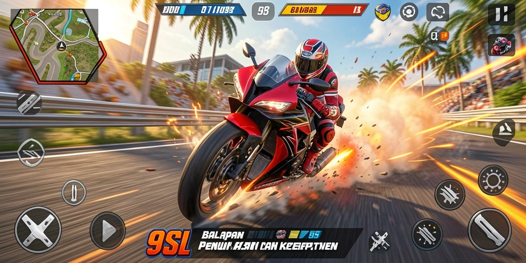 Gameplay balapan motor yang seru dan mendebarkan di 9SL.