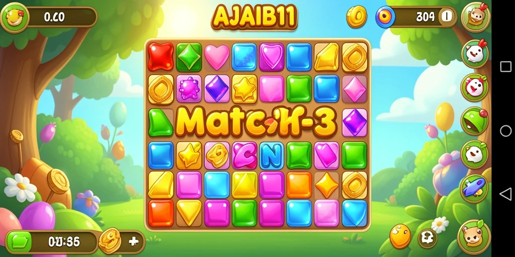 Tangkap gambar dari gameplay seru AJAIB11 yang penuh dengan kombinasi warna.