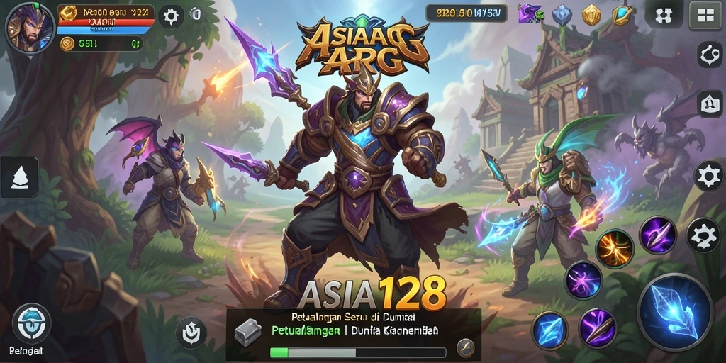Screenshot dari gameplay ASIA128 yang menampilkan pertempuran epik dalam dunia ARPG.