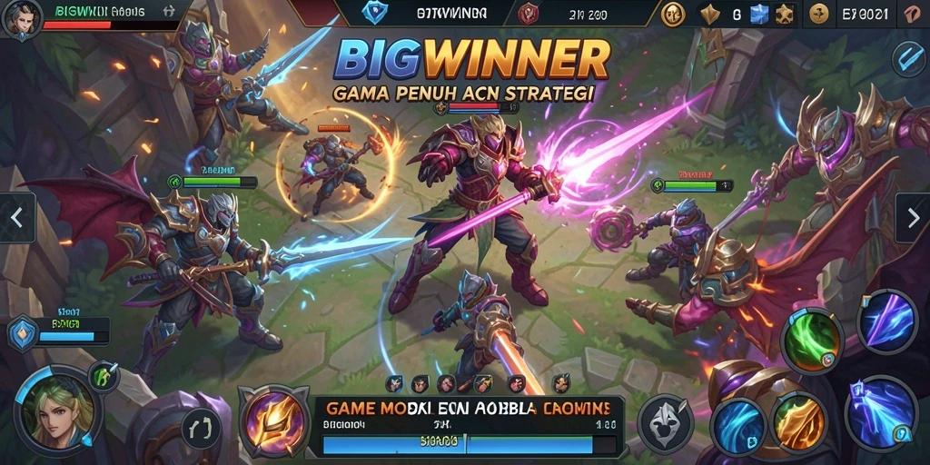 Tampilan gameplay yang mendebarkan dari permainan MOBA BIGWINNER.