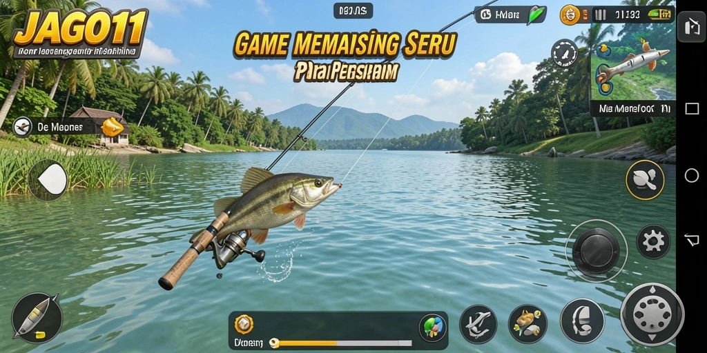 Tangkapan layar utama menunjukkan aksi memancing yang intens di JAGO11.