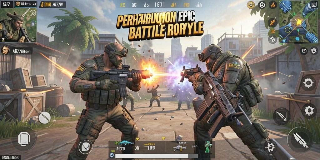 Tampilan seru gameplay KG778 dalam pertempuran Battle Royale.