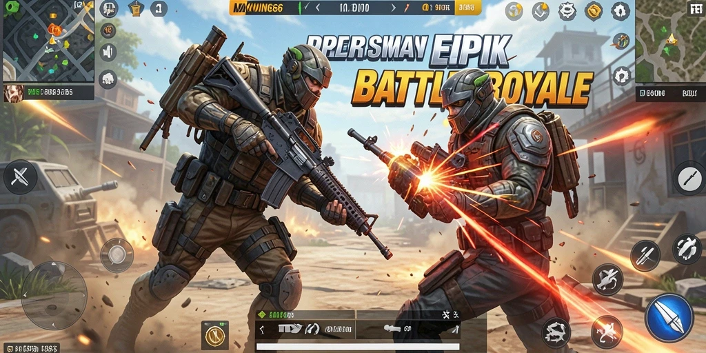 Gameplay seru di MKWIN666 dengan pertarungan Battle Royale yang intens.