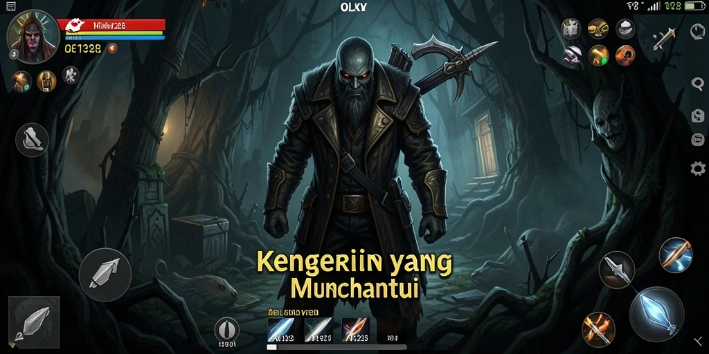 Screenshot OLX128 menampilkan suasana mencekam dengan karakter yang terjebak di tempat angker.