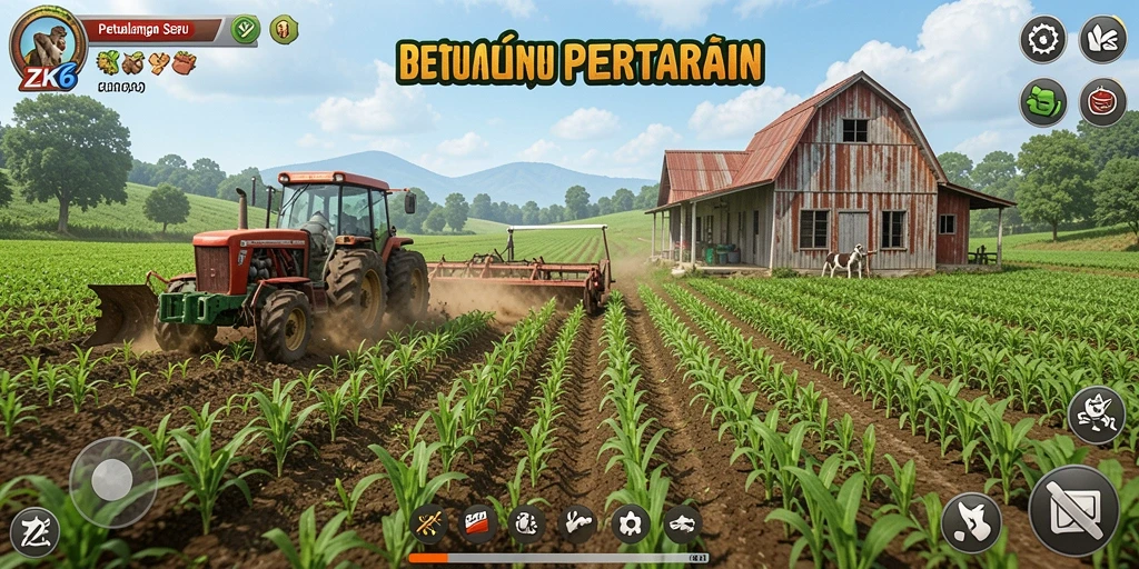 Gameplay seru ZK6 menampilkan dunia pertanian yang kaya dan interaktif.